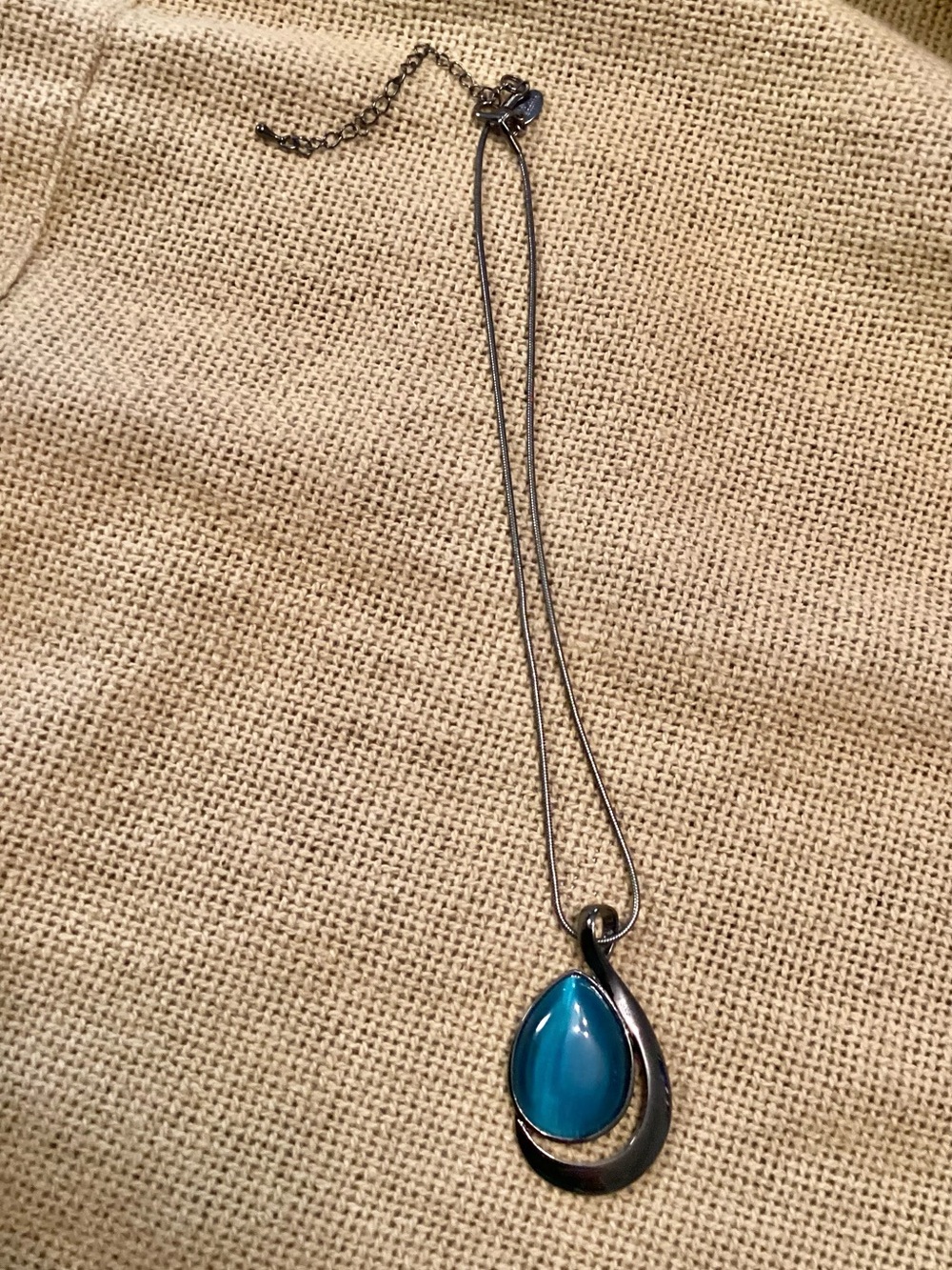 Lia Sophia Deep Sea Blue Tear drop Pendant Necklace